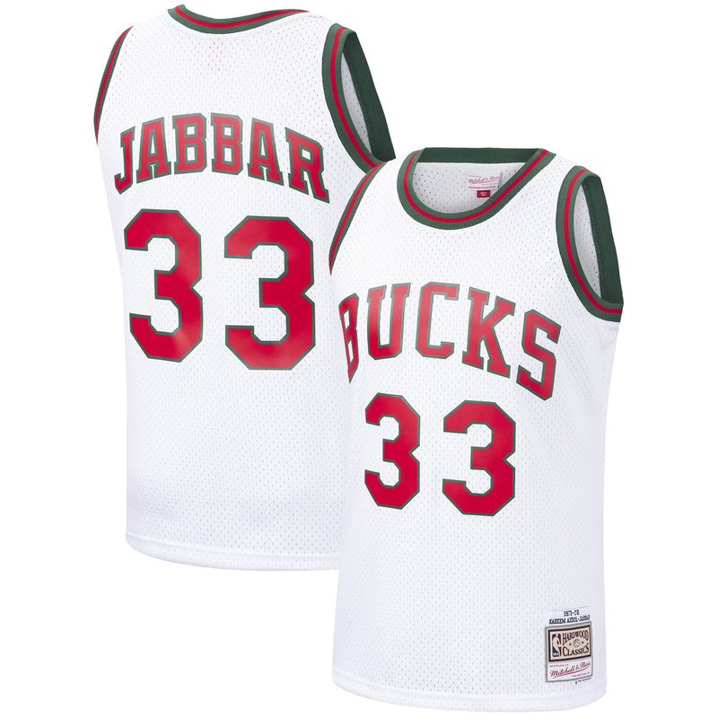 MILWAUKEE BUCKS WHITE KAREEM JERSEY