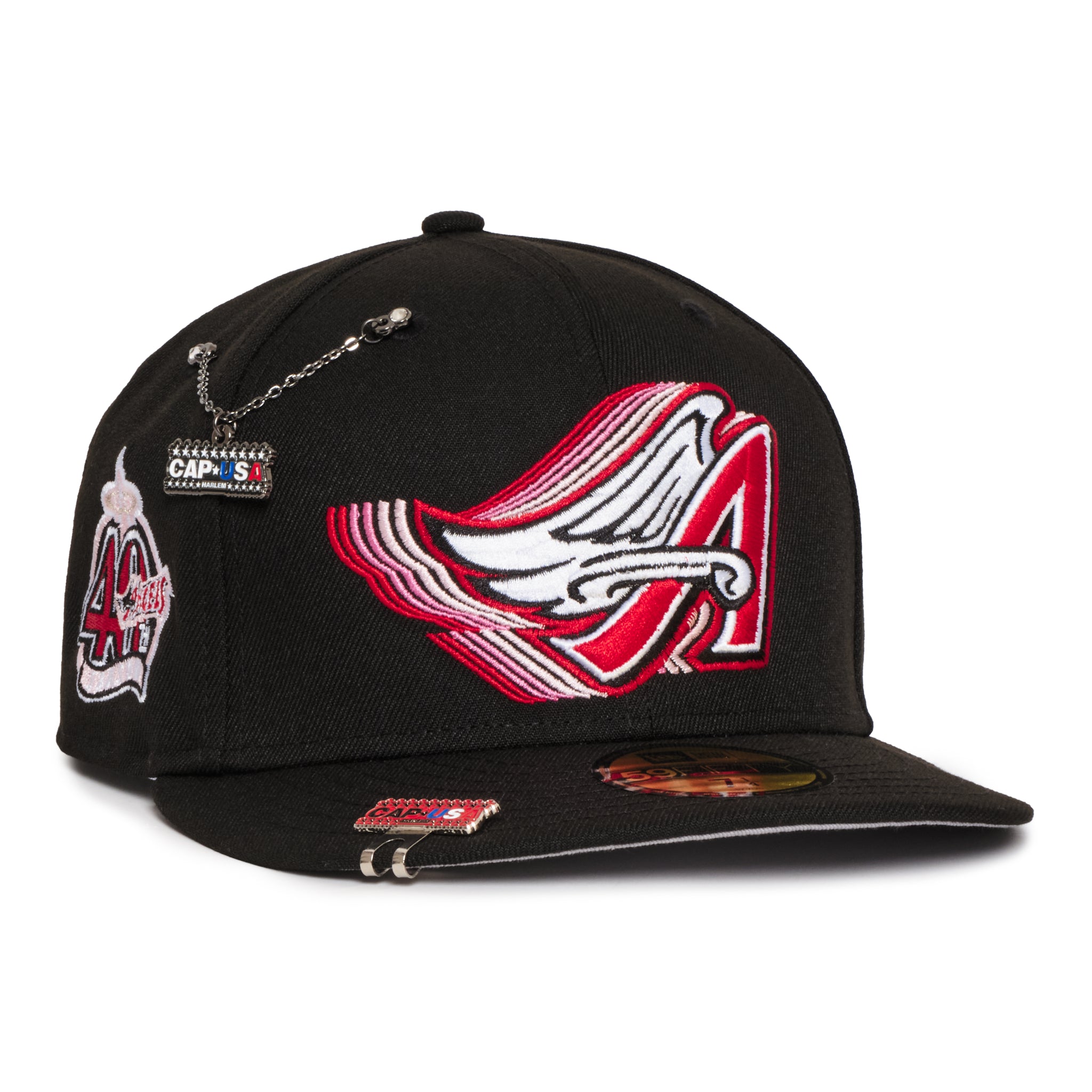 Anaheim Angels All Black Pink 3D Logo 40Th Anniversary GREY UV