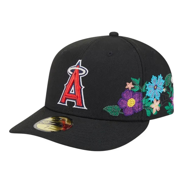 Anaheim Angels Black Floral Chain Stitch Green UV