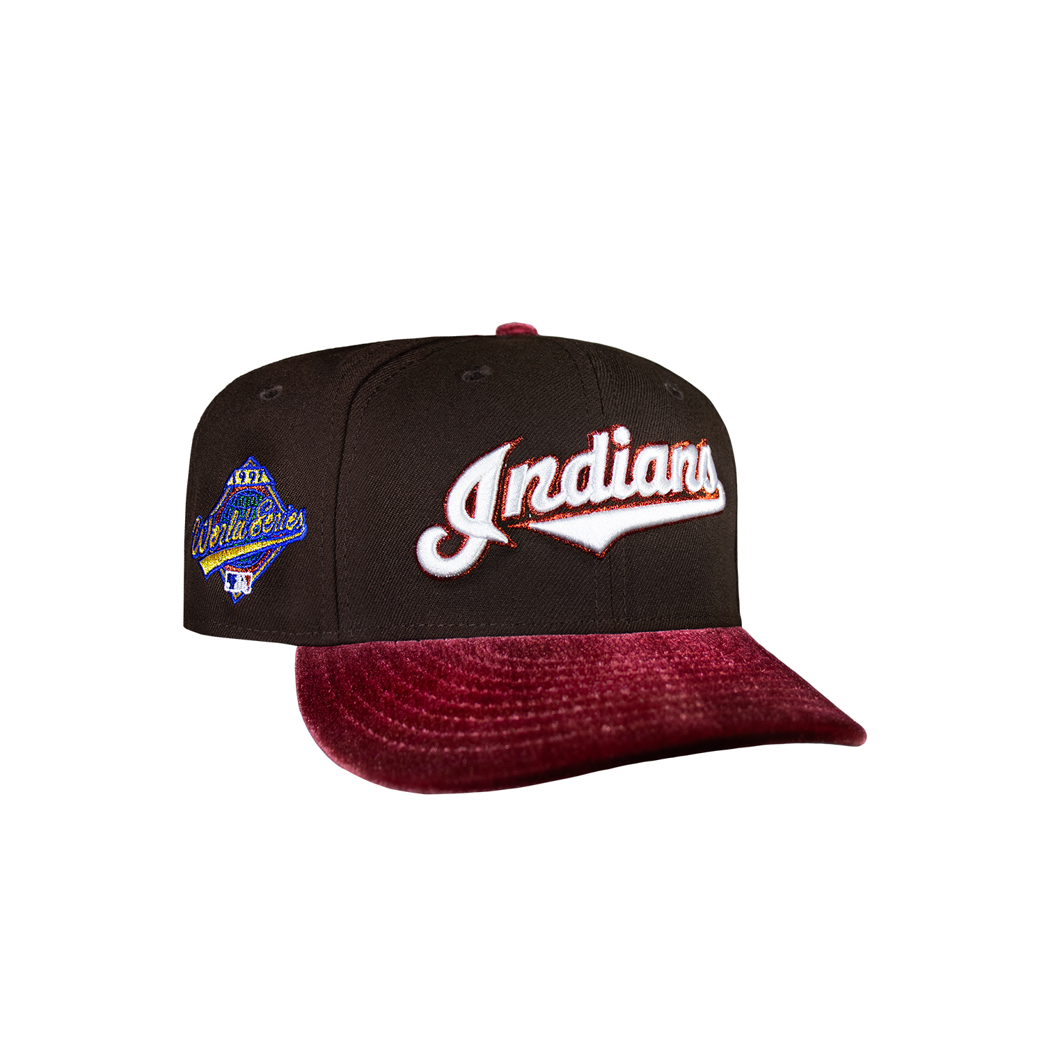 Cleveland Indians Dark Brown and Red Velvet Script 97 WS