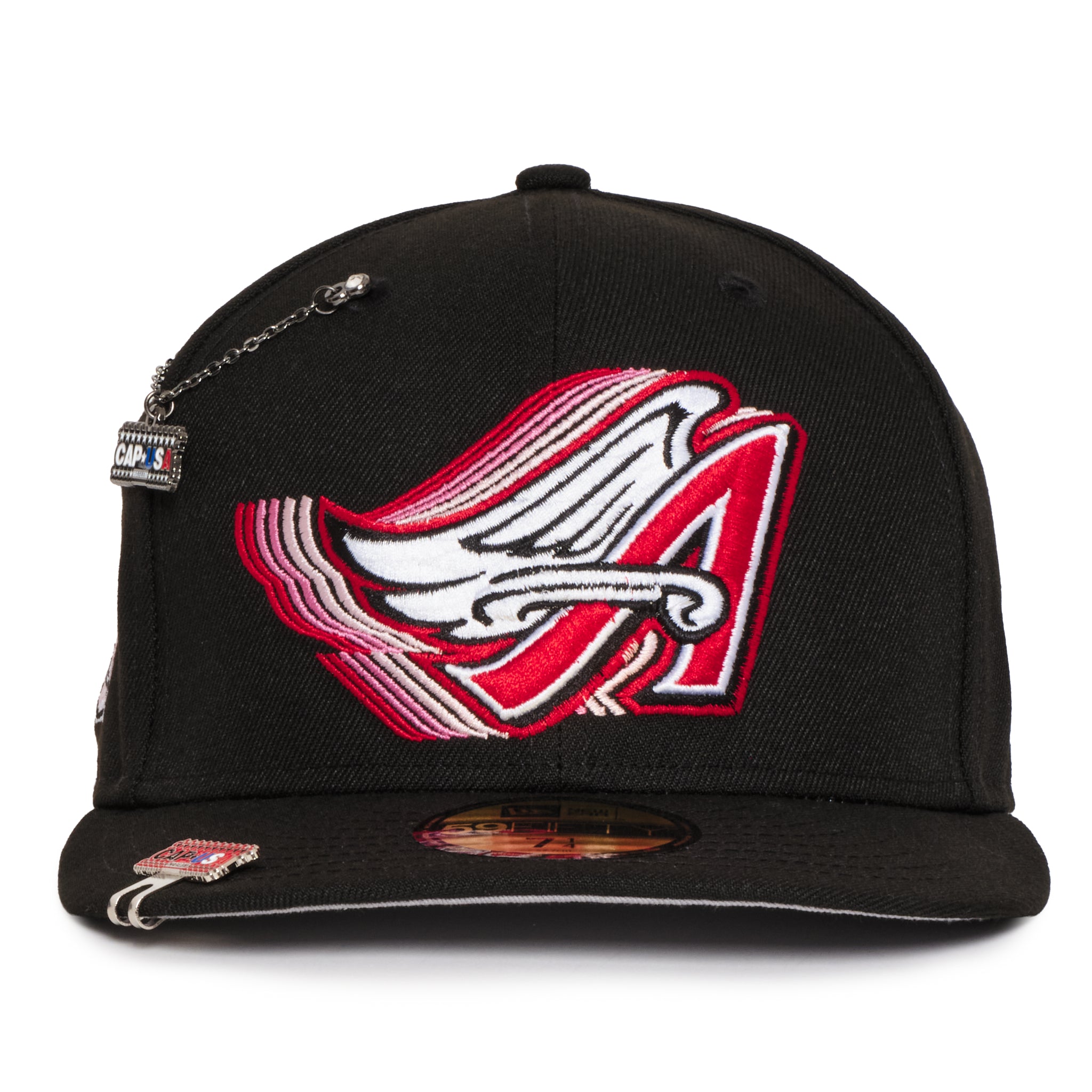 Anaheim Angels All Black Pink 3D Logo 40Th Anniversary GREY UV