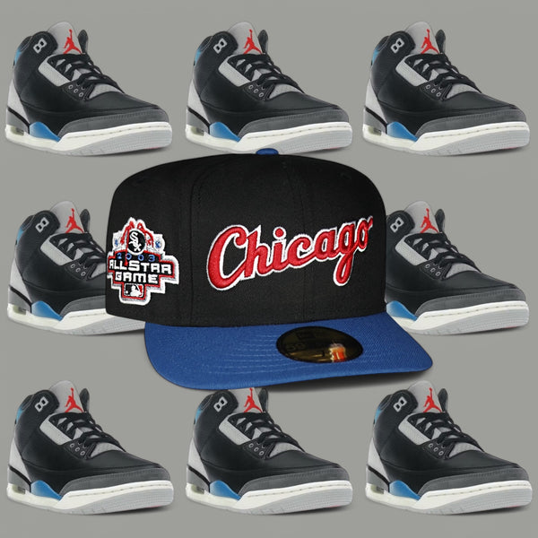 Chicago White Sox Black and Seashore Blue Script Logo 2003 All Star Game