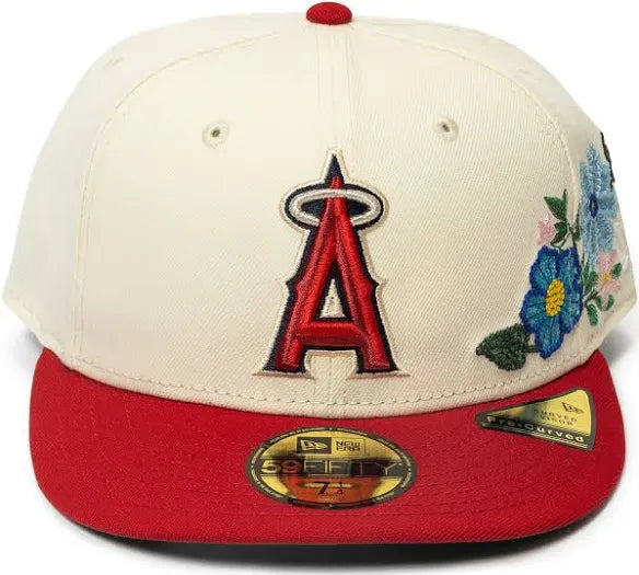 Anaheim Angels Creme Floral Chain Stitch Green UV