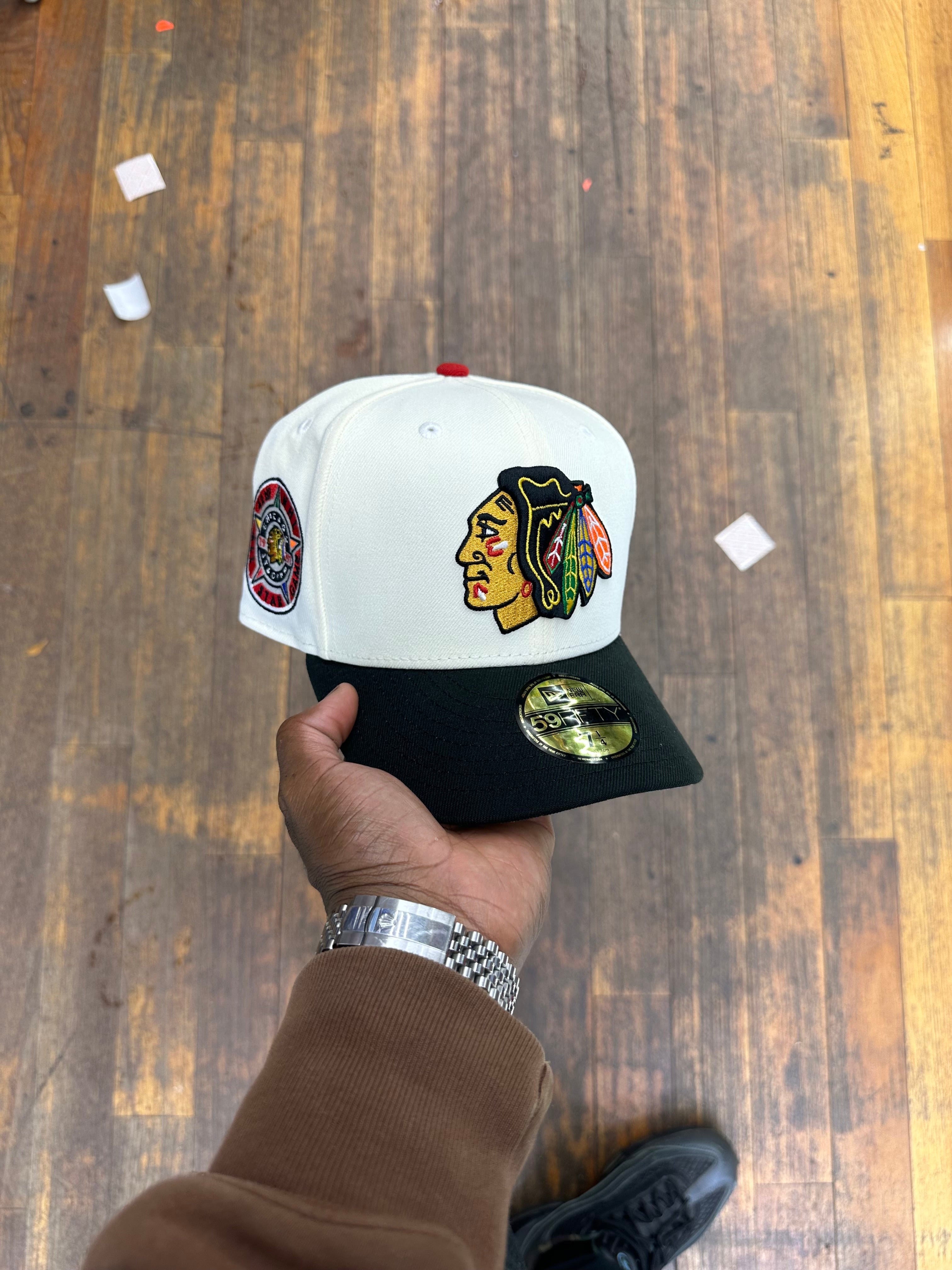 Chicago Black Hawks Creme and Black 91 ASG Black Inside