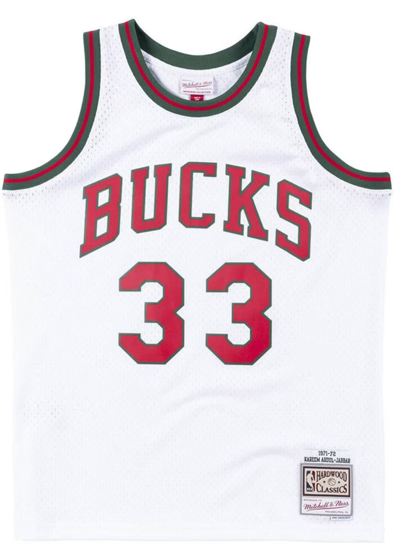 MILWAUKEE BUCKS WHITE KAREEM JERSEY