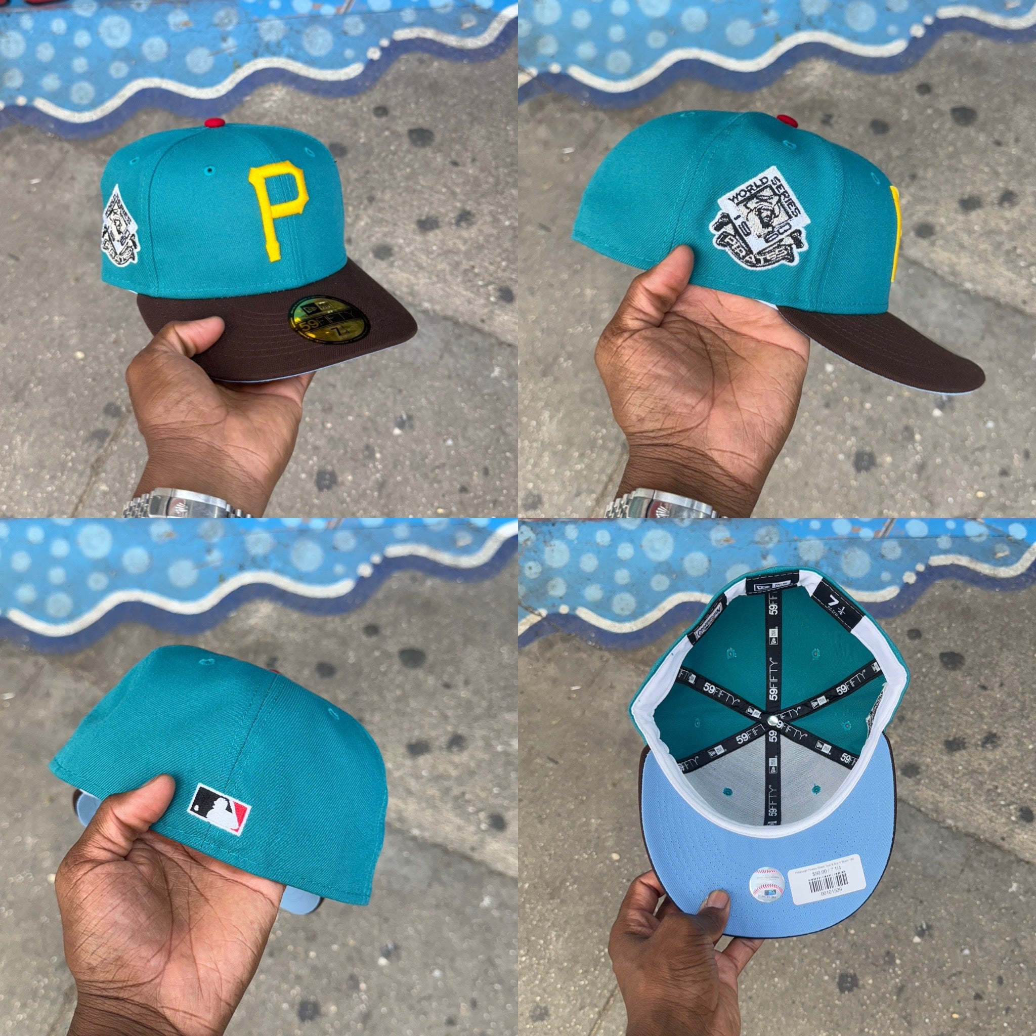 Pittsburgh Pirates Shark Teal & Burnt Wood 1960 World Series Sky Blue UV