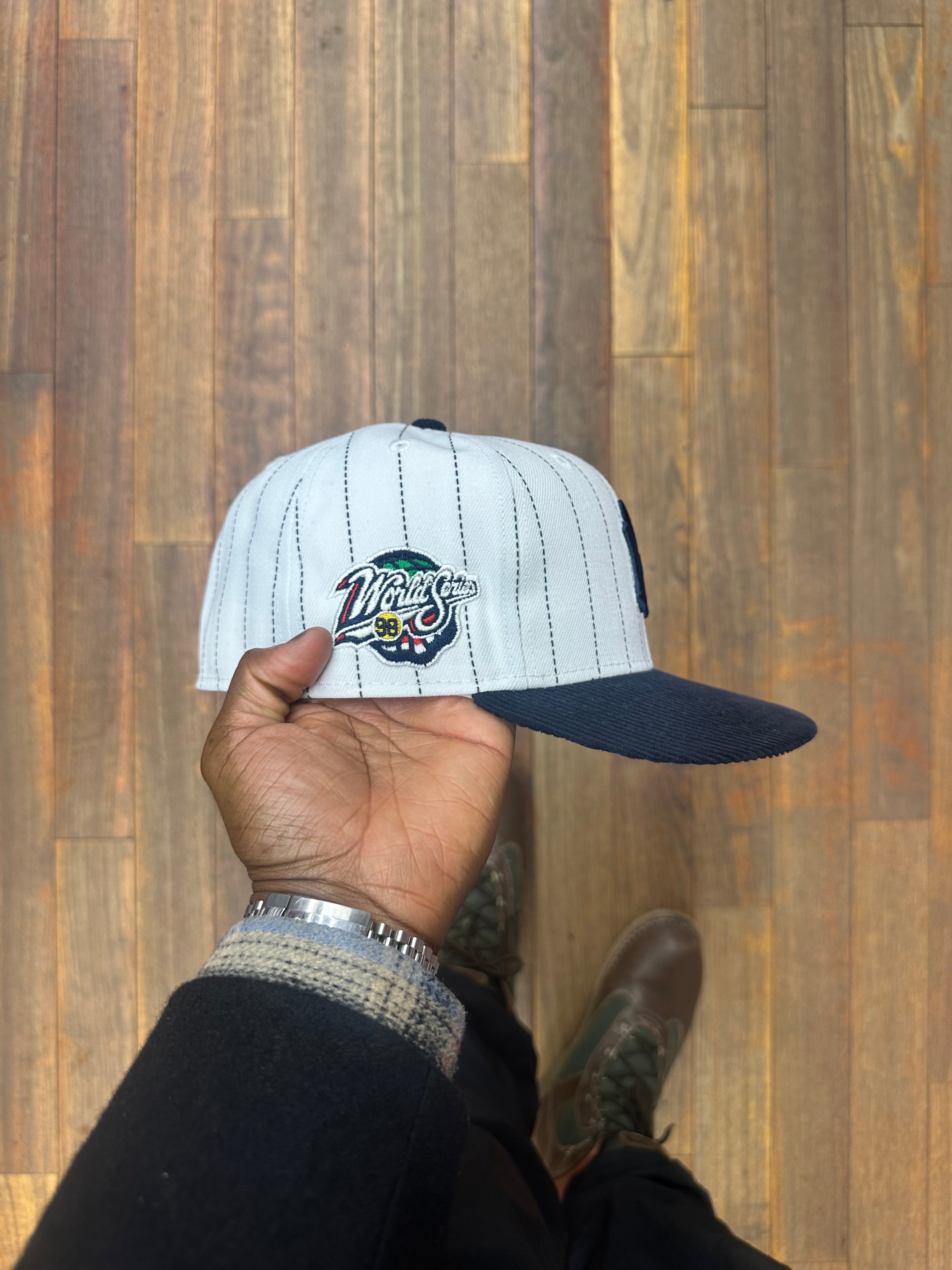 New York Yankees Striped W/ Cordy Navy Visor 1998 WS