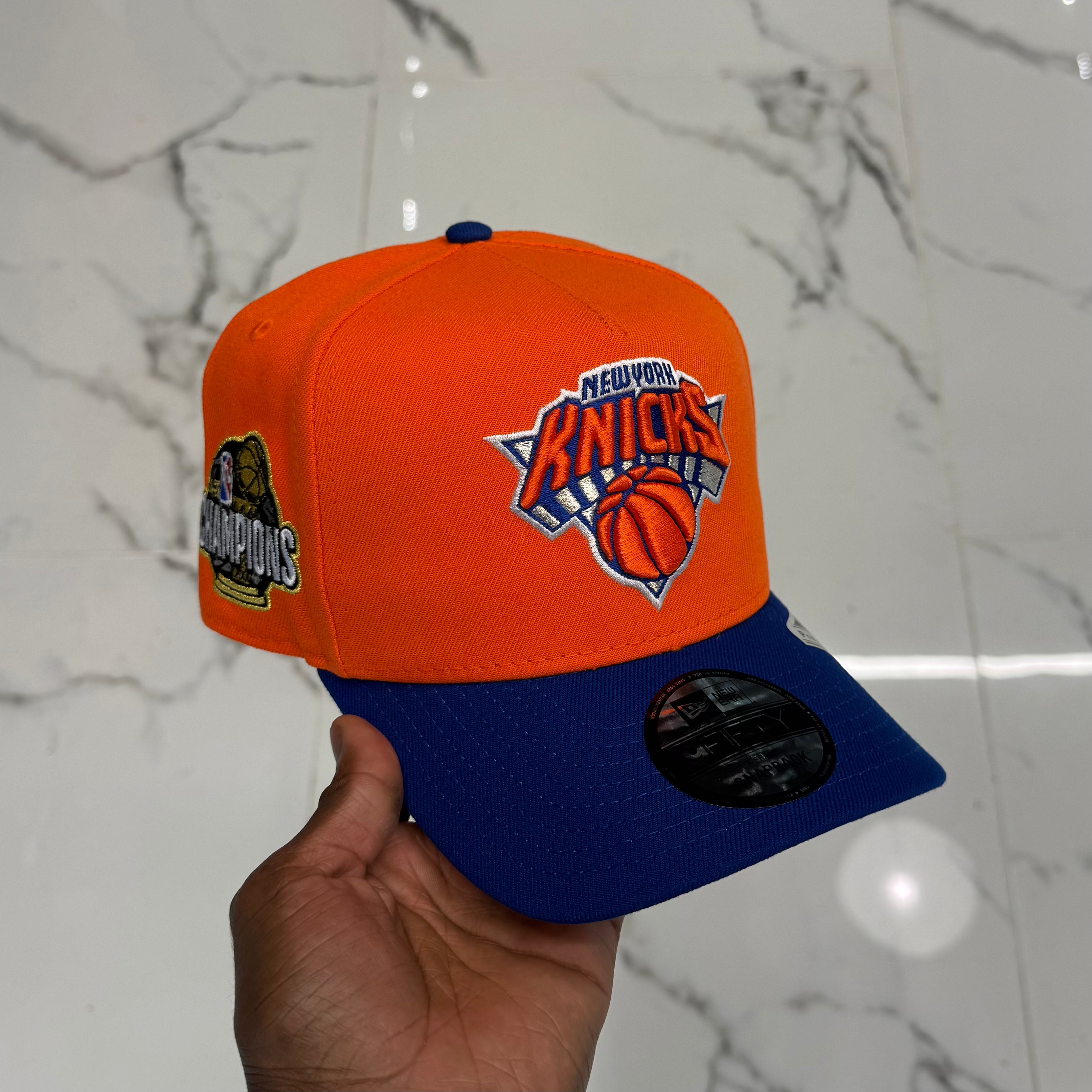 New York Knicks Orange and Blue 950 AFrame 2026 Champs Snap Back