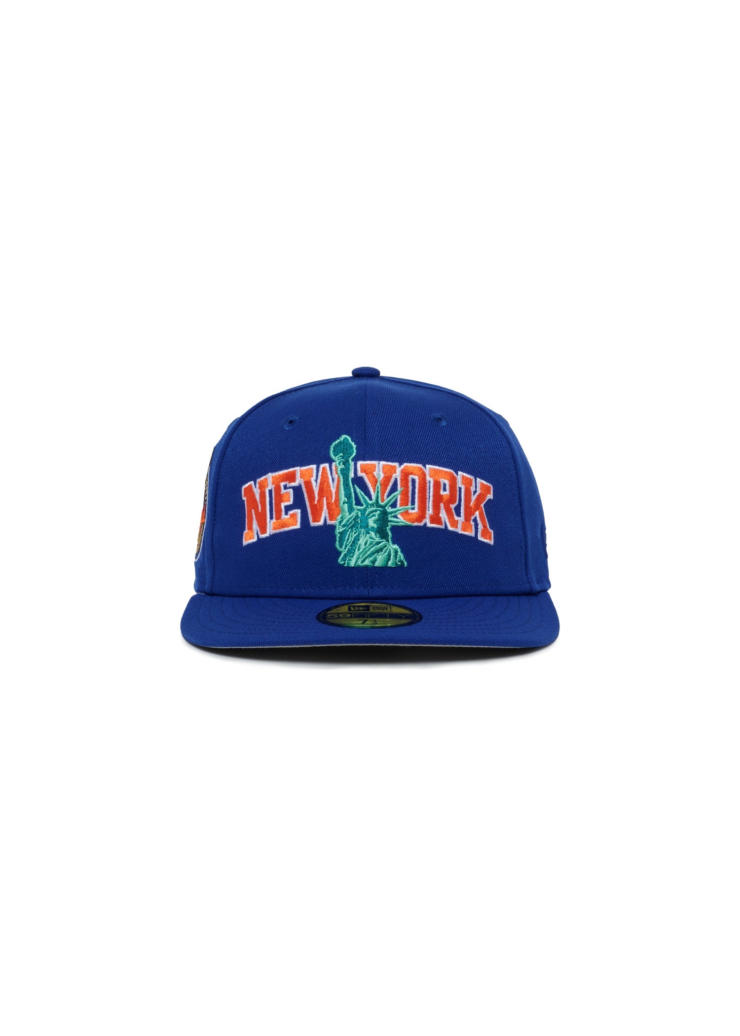 New York Knicks Majestic Blue Font Logo Statue Of Liberty 2X Champs