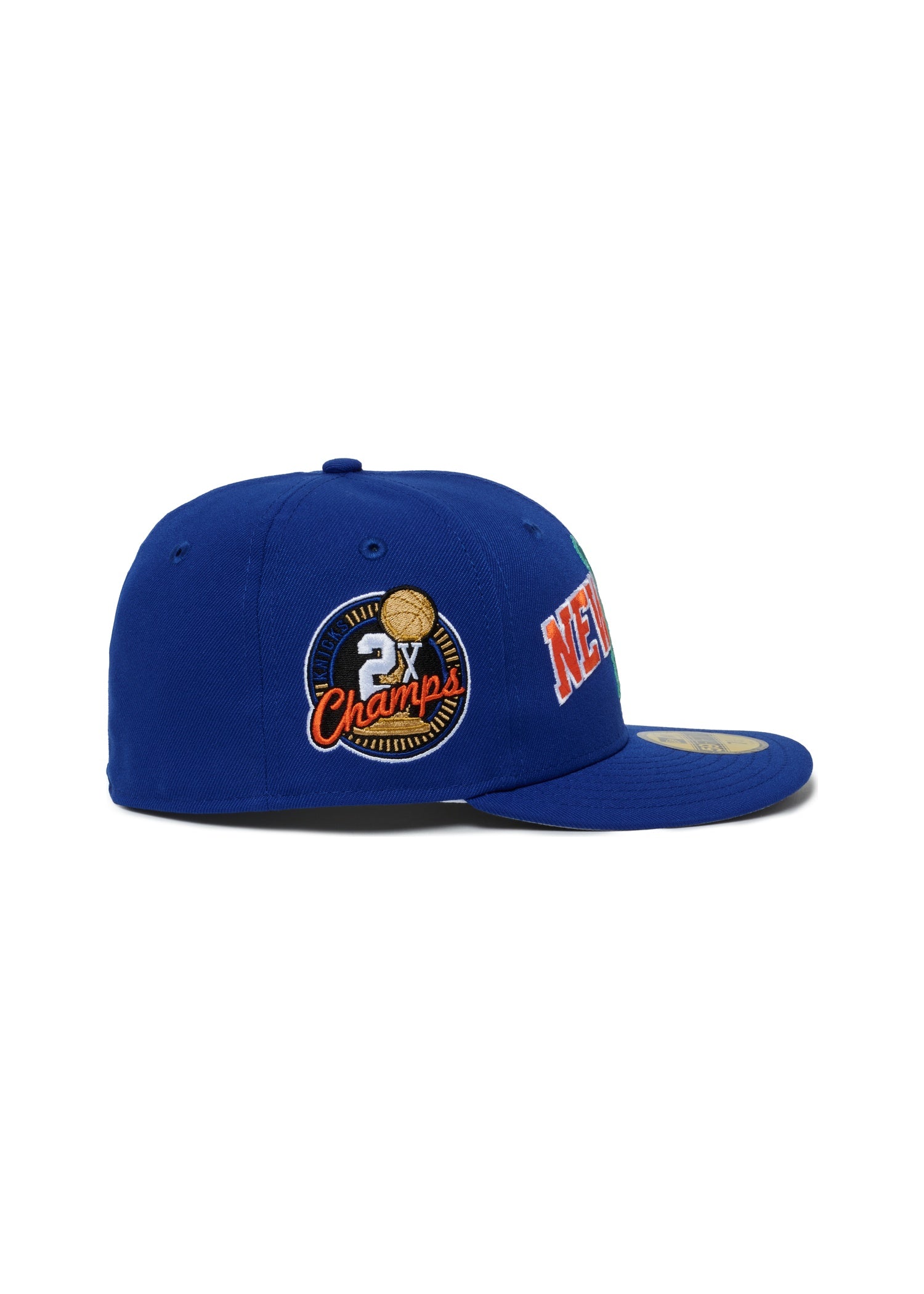 New York Knicks Majestic Blue Font Logo Statue Of Liberty 2X Champs