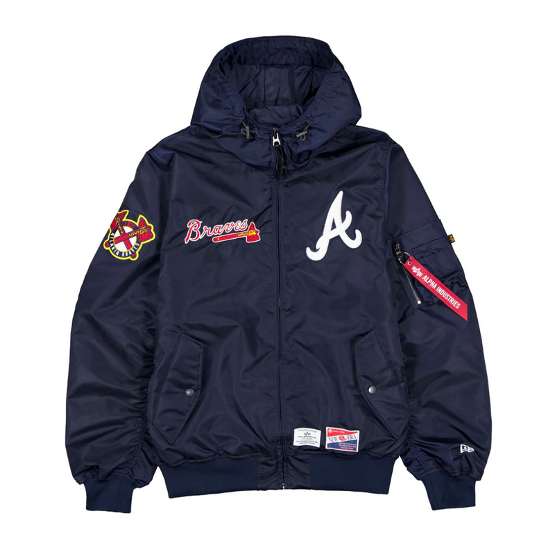 Atlanta Braves Navy Bomber Jacket New Era X Alpha Industries