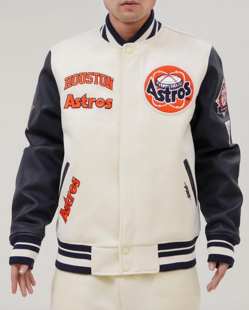 Houston Astros Creme and Navy Varsity Jacket