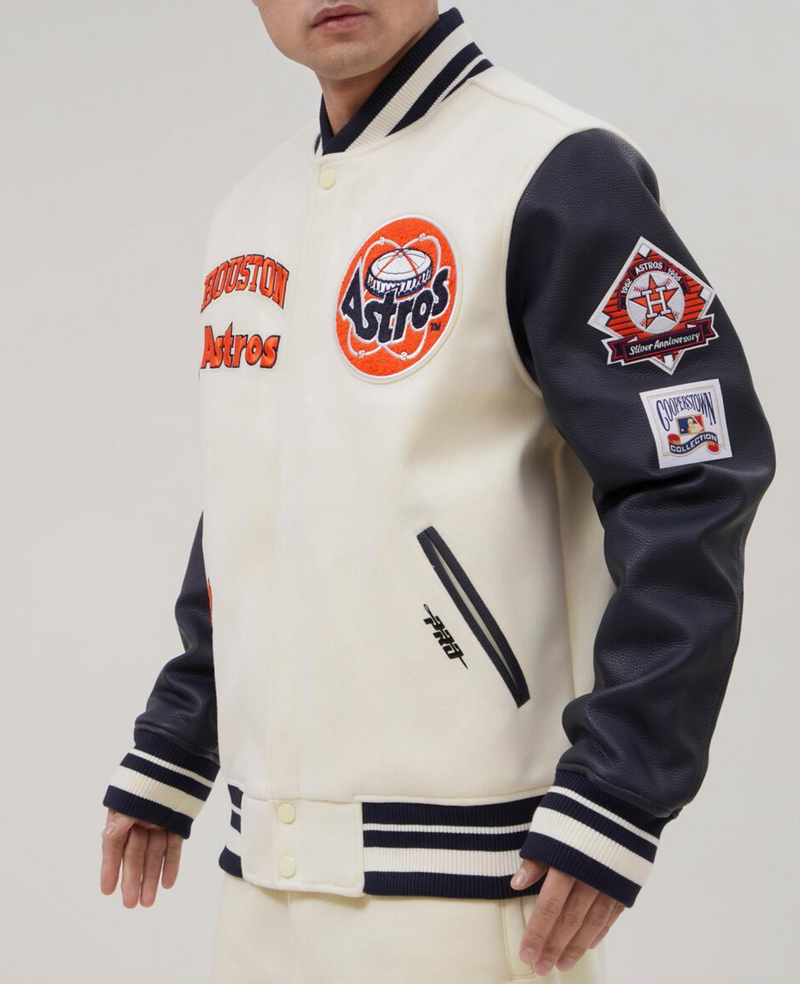 Houston Astros Creme and Navy Varsity Jacket