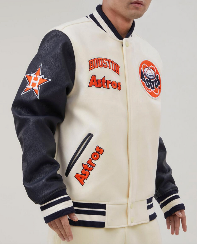 Houston Astros Creme and Navy Varsity Jacket