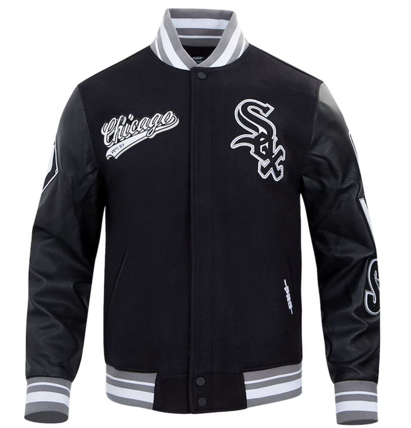 Chicago White Sox Black Script Logo Varsity Jacket