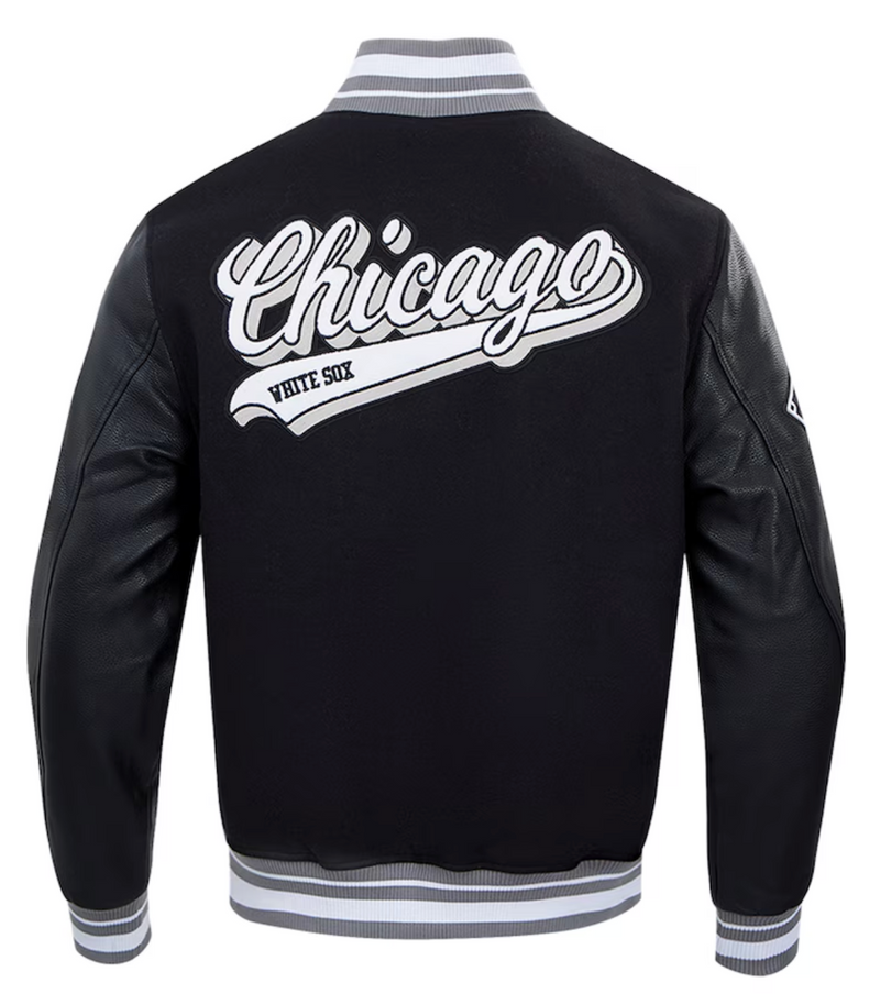 Chicago White Sox Black Script Logo Varsity Jacket