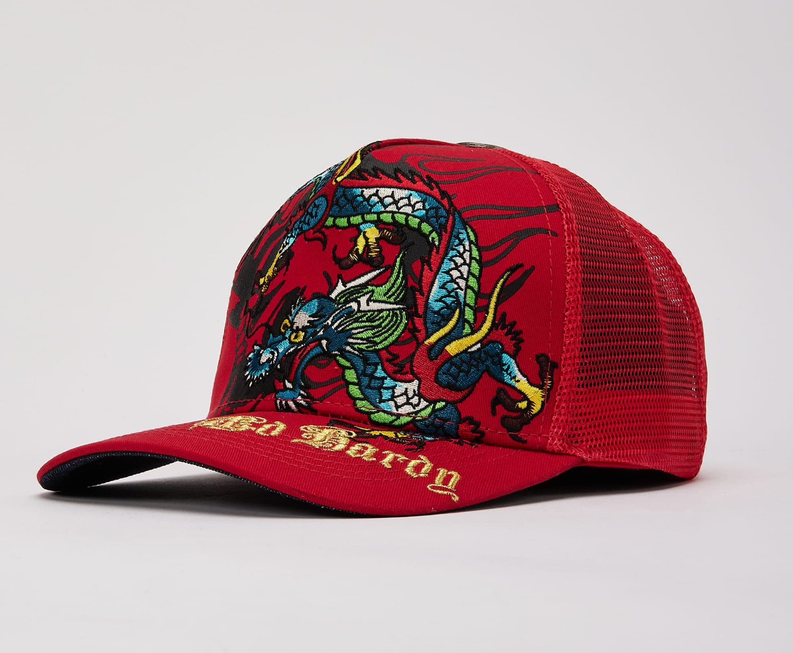 Ed Hardy Red EMBROIDERED DRAGON TRUCKER HAT