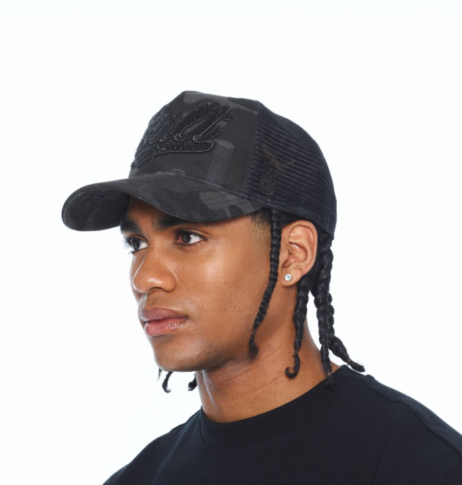 Cult of Individuality Black Camo Crystal Trucker Hat