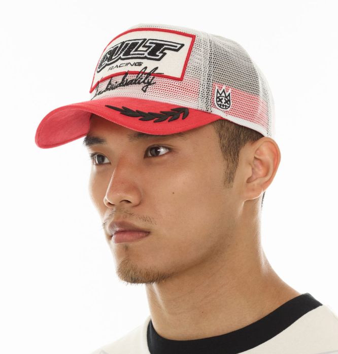 Cult of Individuality All Mesh Creme Red Trucker Hat