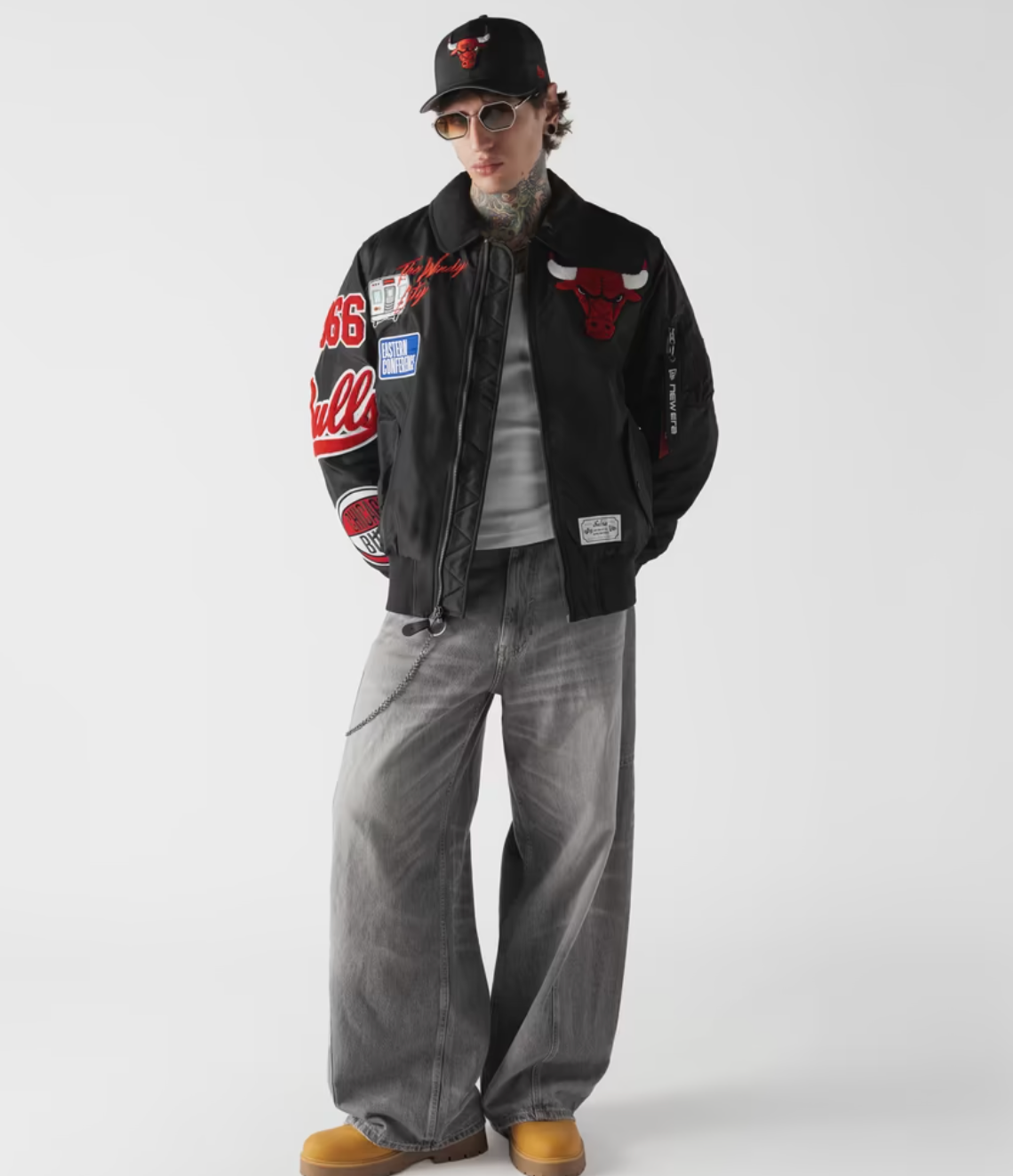 Chicago Bulls Black Alpha Industries COLLARED BOMBER JACKET
